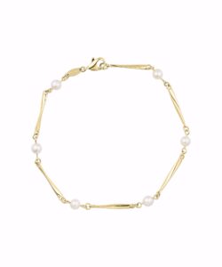 Armbånd i 8 karat guld med hvide perler fra Guld & Sølv Design