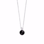 Halskæde i 925 sterling sølv med sort onyx og klar zirkonia fra Guld & Sølv Design