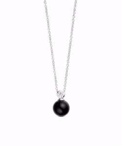 Halskæde i 925 sterling sølv med sort onyx og klar zirkonia fra Guld & Sølv Design