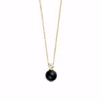 Halskæde i forgyldt 925 sterling sølv med sort onyx og klar zirkonia fra Guld & Sølv Design