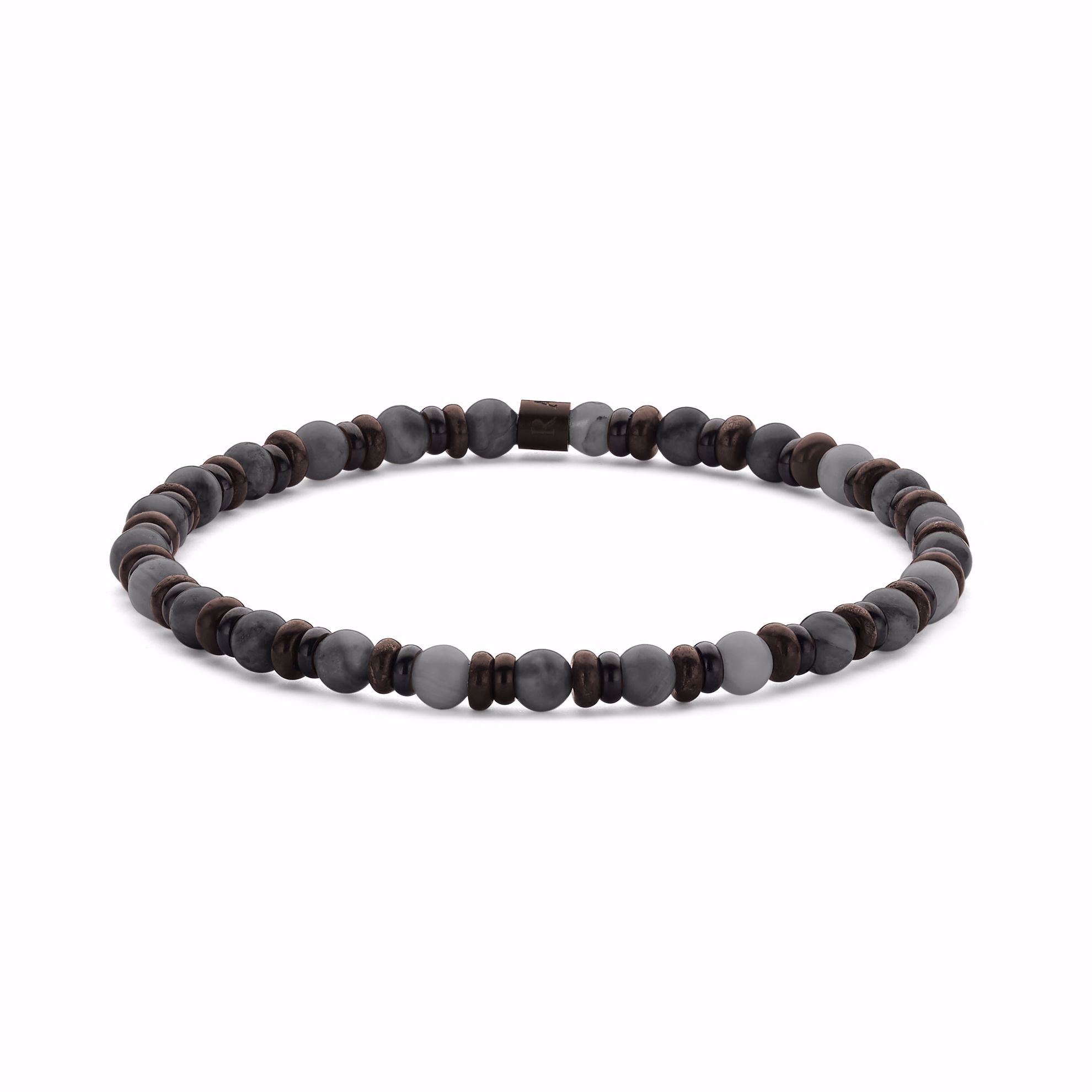 Frank1967 herre armbånd med grå spectrolit natursten 4 mm