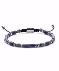 Frank1967 herre stenarmbånd med blå lapis og hematit