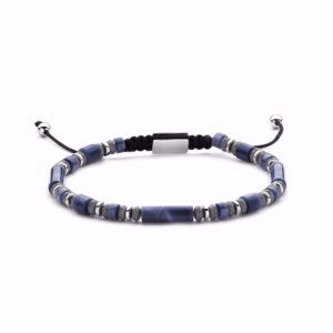 Frank1967 herre stenarmbånd med blå lapis og hematit