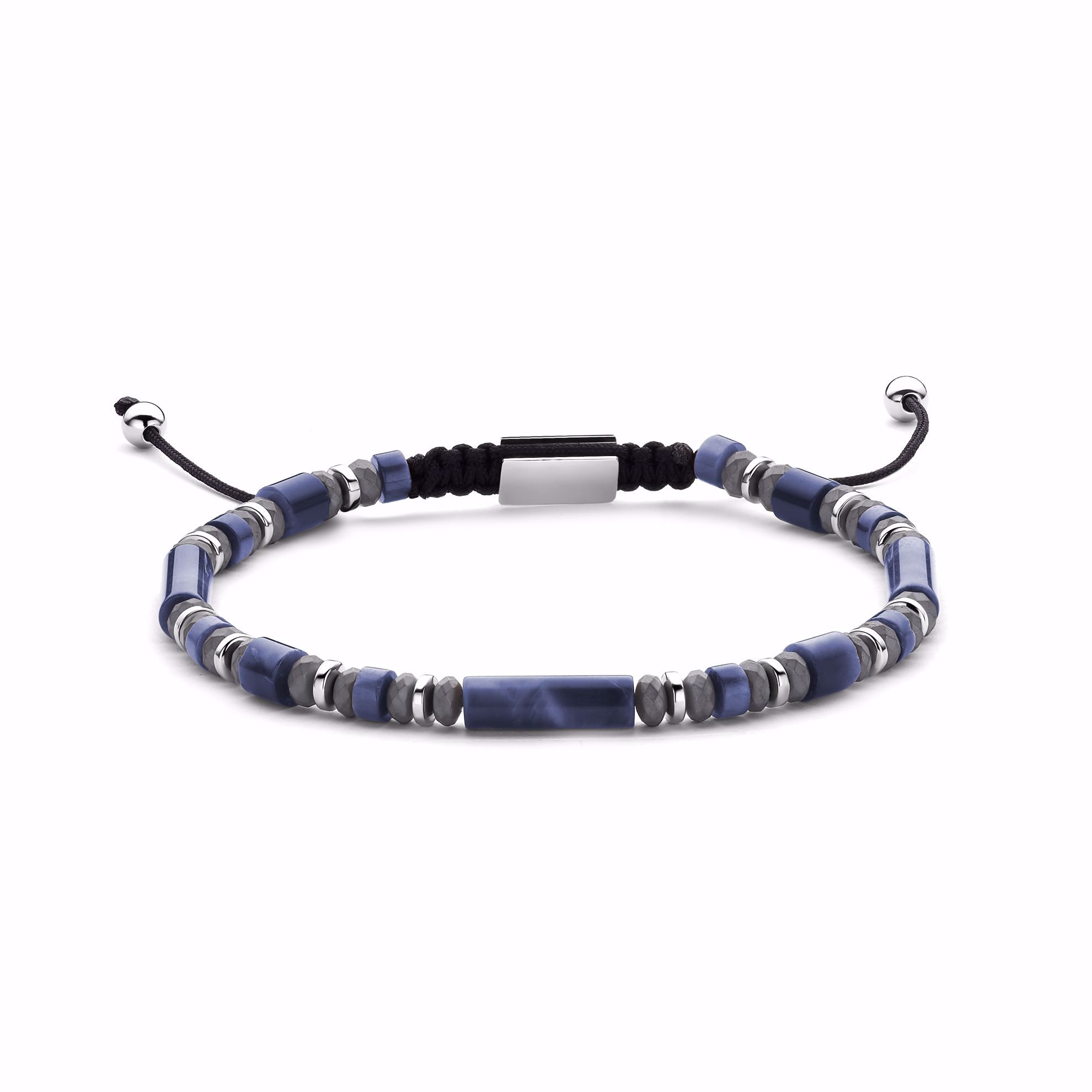Frank1967 herre stenarmbånd med blå lapis og hematit