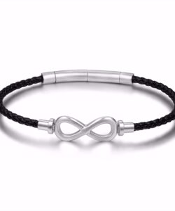 Frank1967 sort herre læderarmbånd med infinity-symbol i stål
