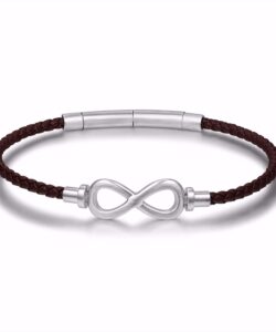 Frank1967 brunt herre læderarmbånd med infinity-symbol i stål