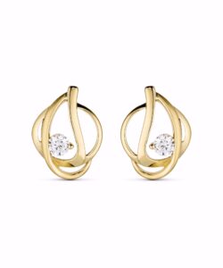 8 kt guld ørestikker med klar zirkonia og åbent design fra Guld & Sølv Design