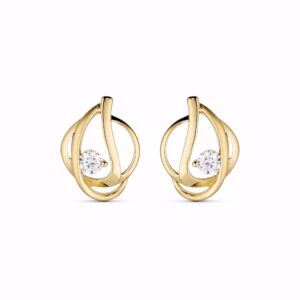 8 kt guld ørestikker med klar zirkonia og åbent design fra Guld & Sølv Design