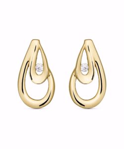 8 kt guld ørestikker med klar zirkonia fra Guld & Sølv Design