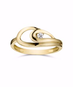 8 kt guldring med klar zirkonia og åbent design fra Guld & Sølv Design