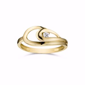 8 kt guldring med klar zirkonia og åbent design fra Guld & Sølv Design