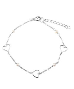 Hjerte armbånd i 925 sterling sølv med ferskvandsperler fra Aqua Dulce