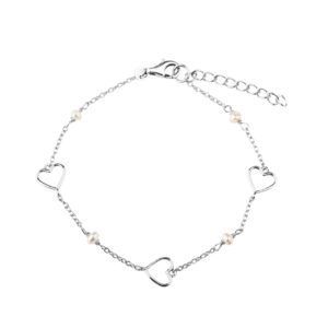 Hjerte armbånd i 925 sterling sølv med ferskvandsperler fra Aqua Dulce