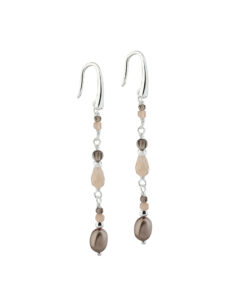 Meadow Mix øreringe i 925 sterling sølv med peach sunstone og smokey quartz fra Aqua Dulce