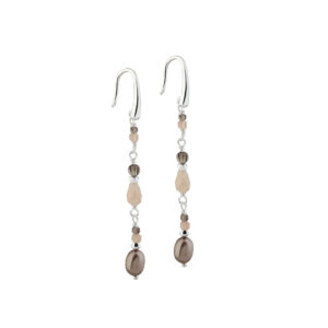 Meadow Mix øreringe i 925 sterling sølv med peach sunstone og smokey quartz fra Aqua Dulce