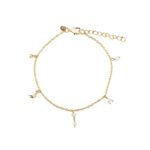 Aqua Dulce DREAMLIT armbånd i forgyldt 925 sterling sølv med måne, ferskvandsperler og zirkonia