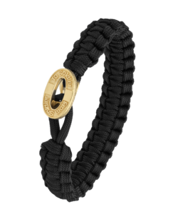 From Soldier to Soldier sort armbånd i flettet nylon med oxideret guldfarvet lås fra Aagaard