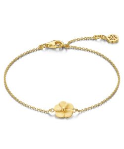 Bloom armbånd fra Spirit Icons i 18 kt. forgyldt sølv med lille matteret blomst og blank midte.