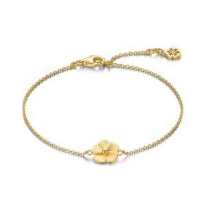 Bloom armbånd fra Spirit Icons i 18 kt. forgyldt sølv med lille matteret blomst og blank midte.