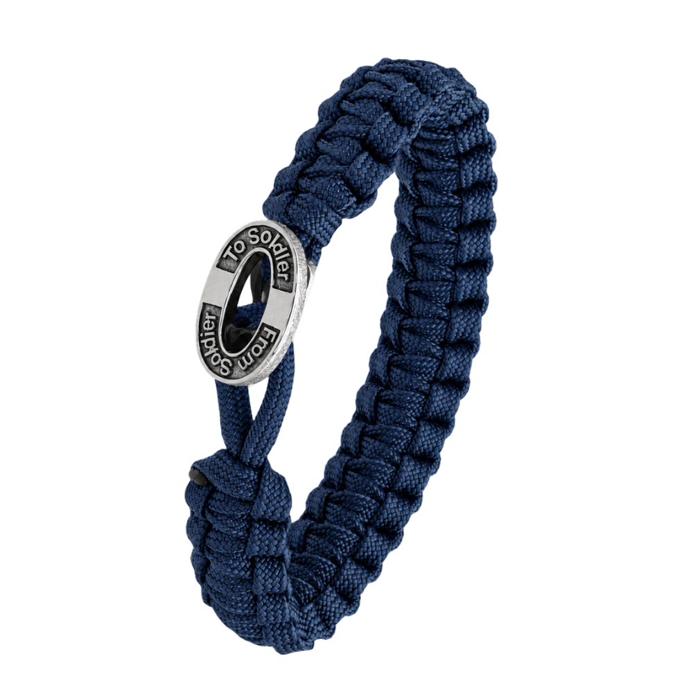 From Soldier to Soldier blåt armbånd med oxideret stållås – Aagaard