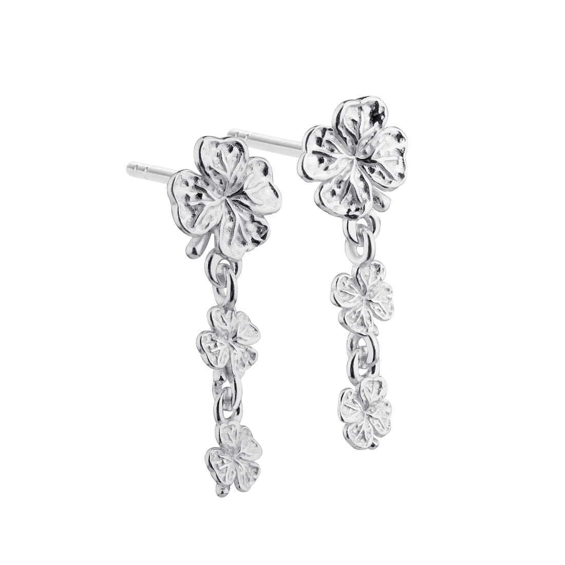 CLOVER LONG ørestikker i 925 sterling sølv med firkløver fra Aqua Dulce