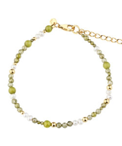 AYA OLIVE armbånd i forgyldt 925 sterling sølv med olivengrøn jade fra Aqua Dulce