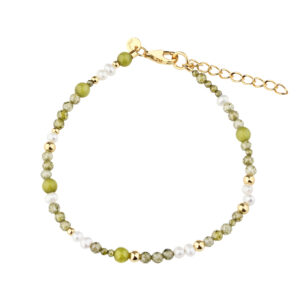 AYA OLIVE armbånd i forgyldt 925 sterling sølv med olivengrøn jade fra Aqua Dulce