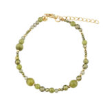 AYA OLIVE STONE armbånd i forgyldt 925 sterling sølv med olivengrøn jade fra Aqua Dulce