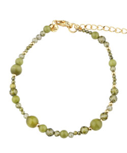 AYA OLIVE STONE armbånd i forgyldt 925 sterling sølv med olivengrøn jade fra Aqua Dulce