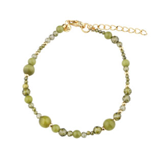 AYA OLIVE STONE armbånd i forgyldt 925 sterling sølv med olivengrøn jade fra Aqua Dulce