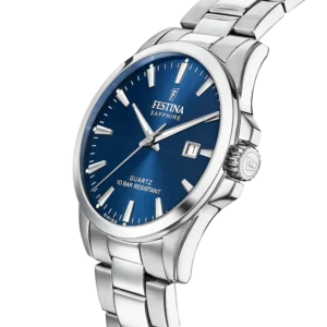 Festina Swiss Made Classic Steel herreur F20024/3 med blå skive og stållænke