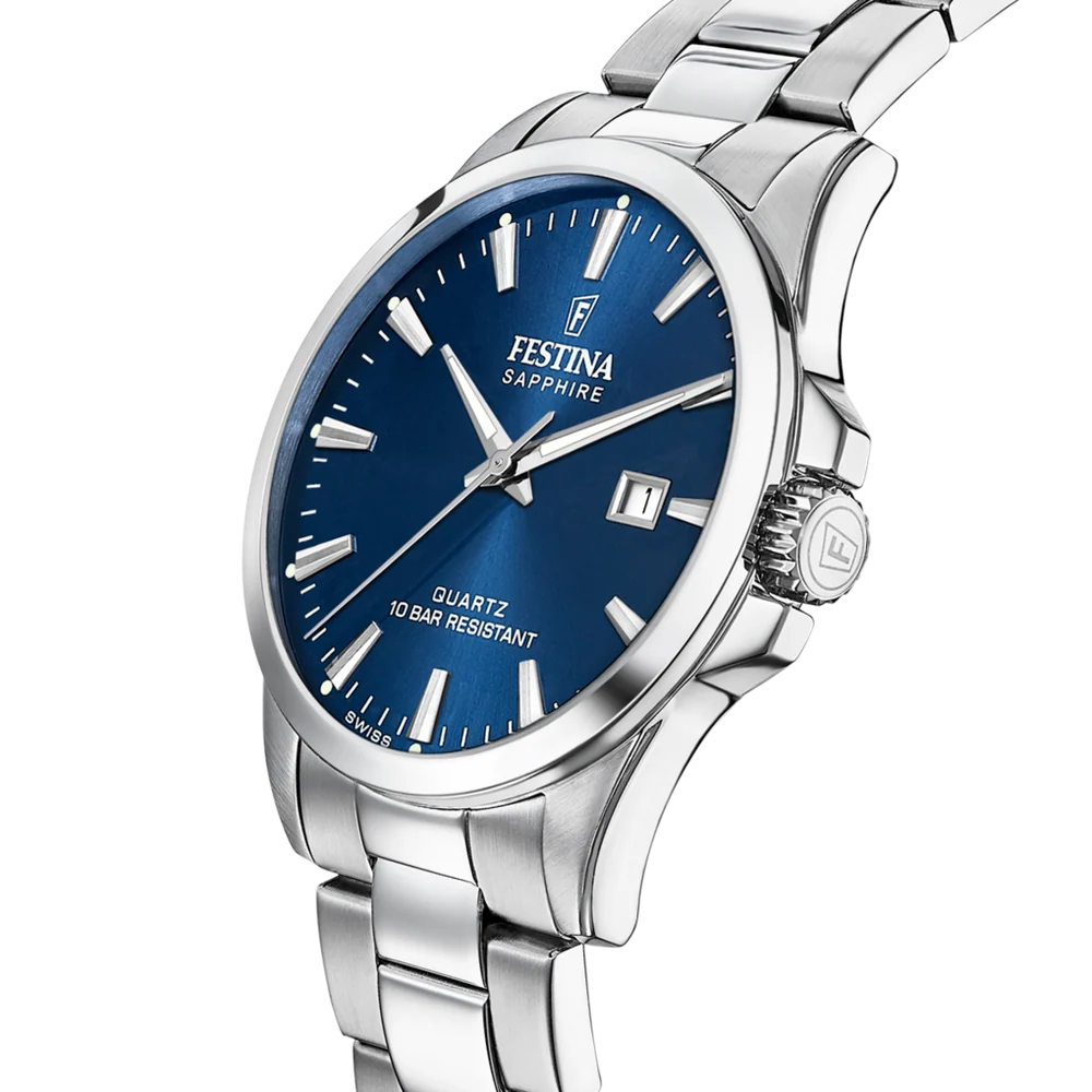 Festina Swiss Made Classic Steel herreur blå skive 41 mm – F20024/3 - Billede 2