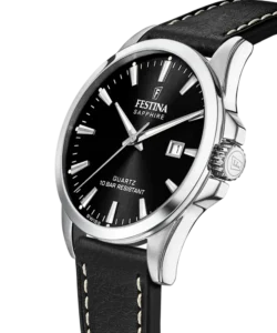 Festina Swiss Made herreur F20025/4 med sort skive og sort læderrem