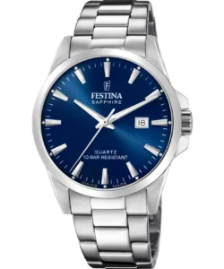 Festina Swiss Made Classic Steel herreur F20024/3 med blå skive og stållænke