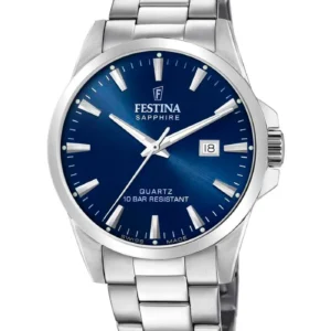 Festina Swiss Made Classic Steel herreur F20024/3 med blå skive og stållænke