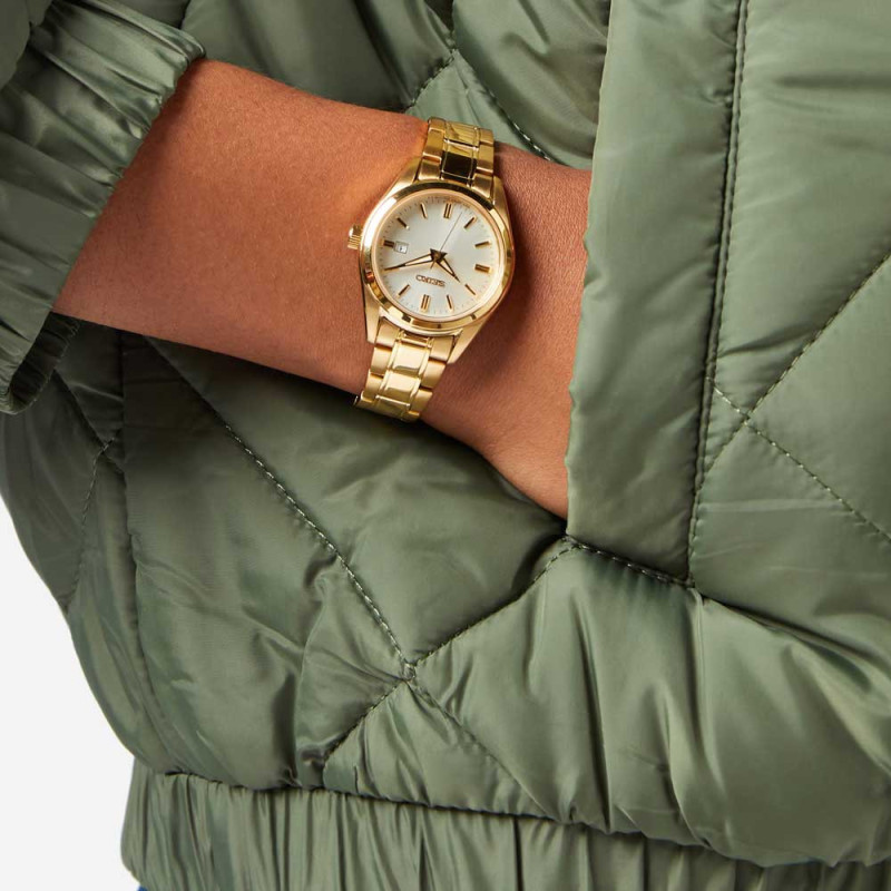 Seiko Classique dameur i guldfarvet stål med hvid urskive – SUR632P1 - Billede 2