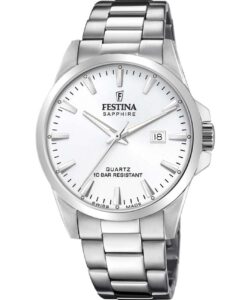 Festina Swiss Made Classic Steel herreur F20024/2 med hvid skive og stållænke