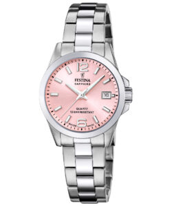 Festina dameur F20049/3 i stål med lyserød skive