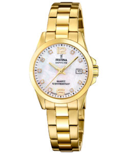 Festina dameur F20050/1 i guldfarvet stål med perlemorsskive