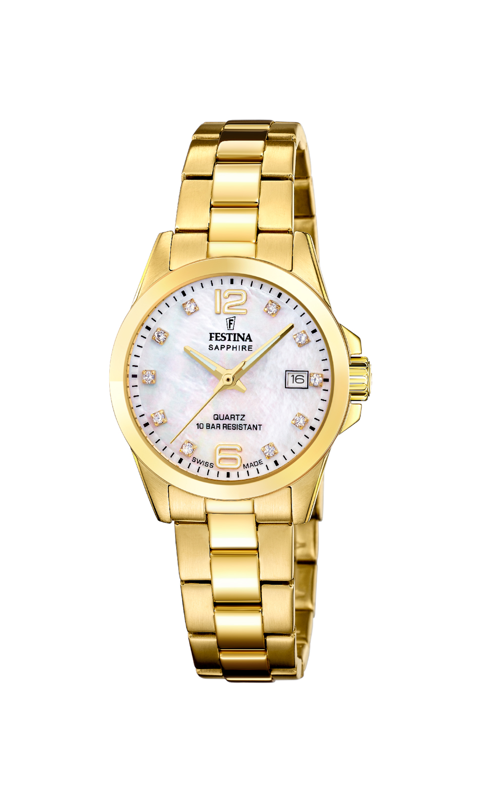 Festina dameur F20050/1 i guldfarvet stål med perlemorsskive