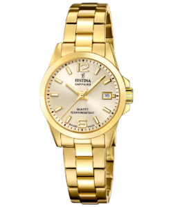 Festina dameur F20050/2 guldfarvet med safirglas og guldfarvet skive