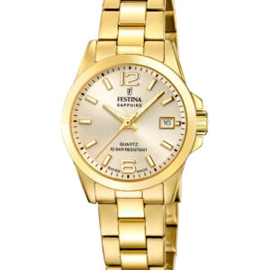 Festina dameur F20050/2 guldfarvet med safirglas og guldfarvet skive