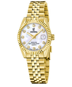 Festina dameur F20089/1 guldfarvet med hvid perlemorsskive