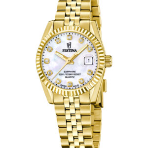 Festina dameur F20089/1 guldfarvet med hvid perlemorsskive