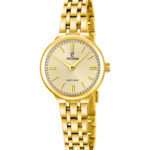 Festina Mademoiselle F20745/2 dameur med champagnefarvet skive, guldfarvet stållænke og rund urkasse.