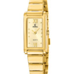 Festina Mademoiselle F20768/2 dameur med guldfarvet skive, guldfarvet stållænke og rektangulær urkasse med romertal.