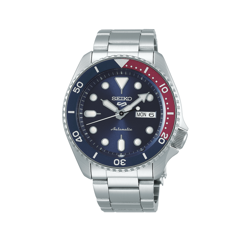 Seiko 5 Sports Automatic herreur med blå og rød krans – SRPD53K1