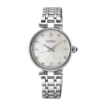 Seiko dameur HGH005P1 i rustfrit stål med perlemorsurskive, diamantindekser og stållænke