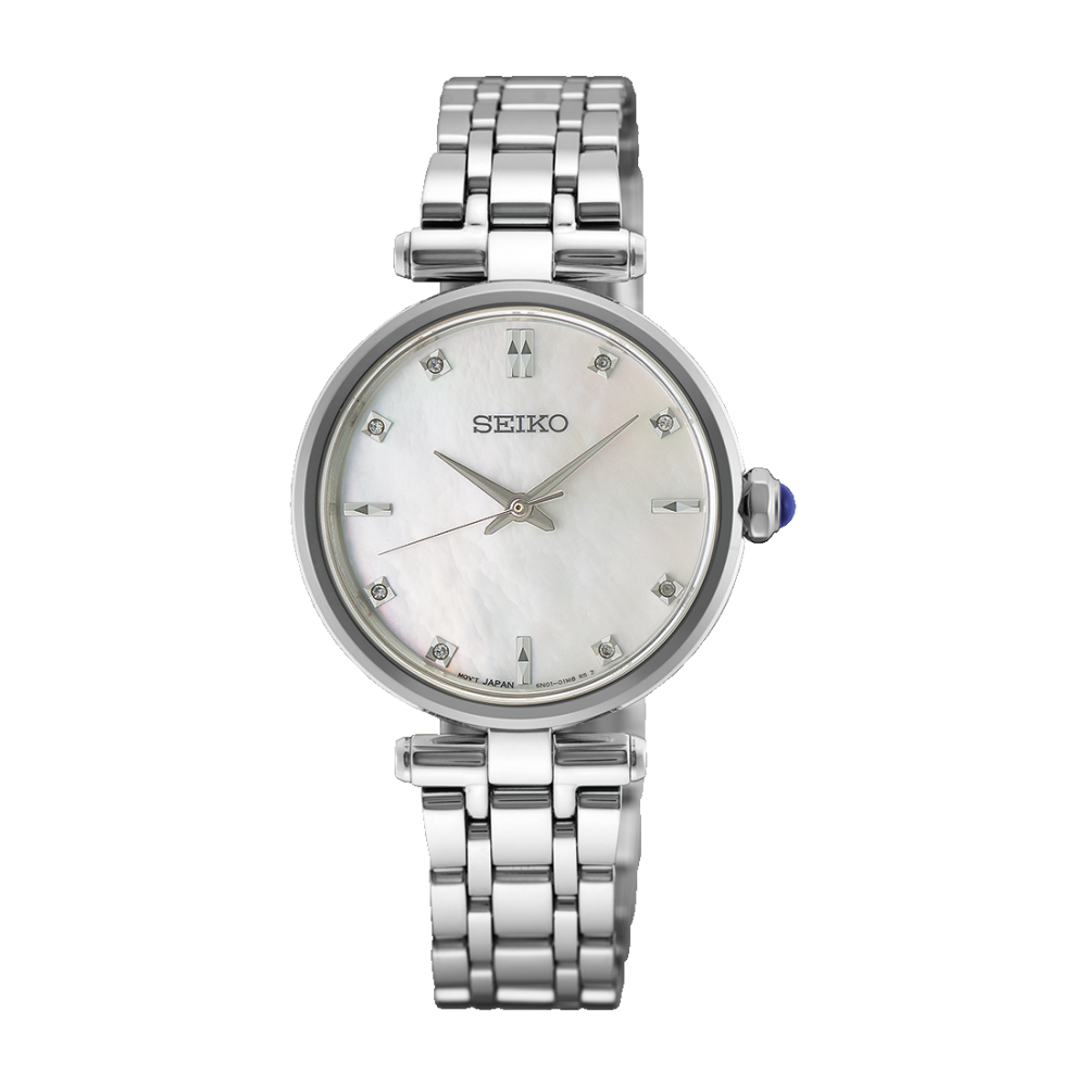 Seiko dameur HGH005P1 i rustfrit stål med perlemorsurskive, diamantindekser og stållænke